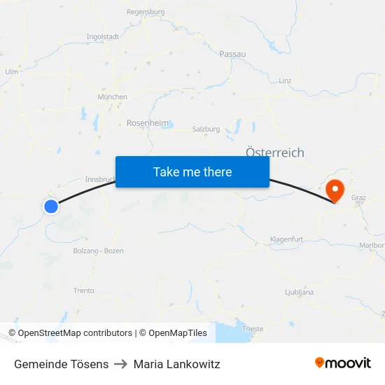 Gemeinde Tösens to Maria Lankowitz map