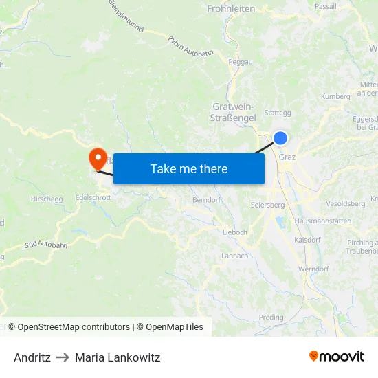 Andritz to Maria Lankowitz map