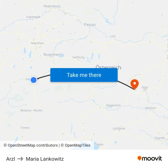 Arzl to Maria Lankowitz map