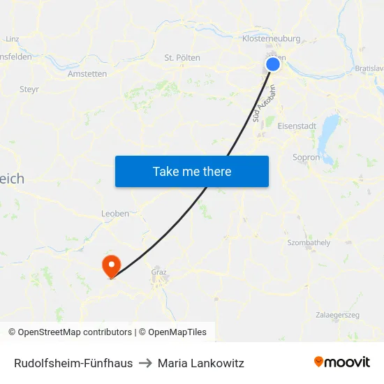 Rudolfsheim-Fünfhaus to Maria Lankowitz map