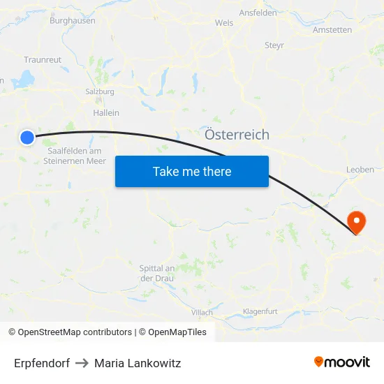 Erpfendorf to Maria Lankowitz map