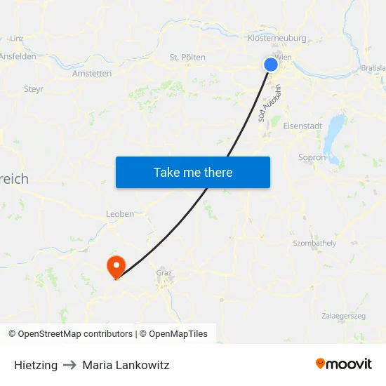 Hietzing to Maria Lankowitz map