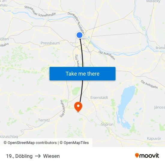19., Döbling to Wiesen map