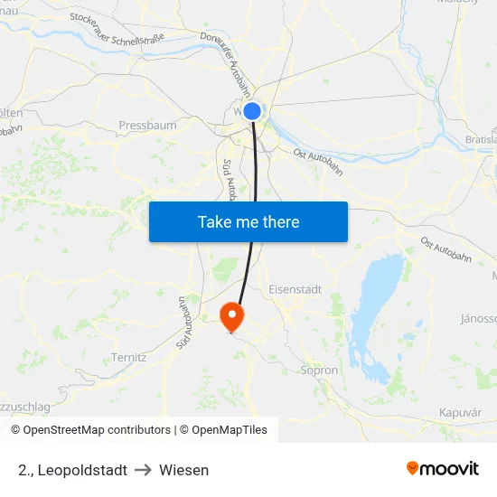2., Leopoldstadt to Wiesen map