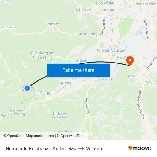 Gemeinde Reichenau An Der Rax to Wiesen map