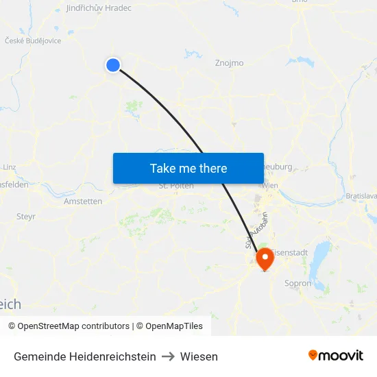 Gemeinde Heidenreichstein to Wiesen map