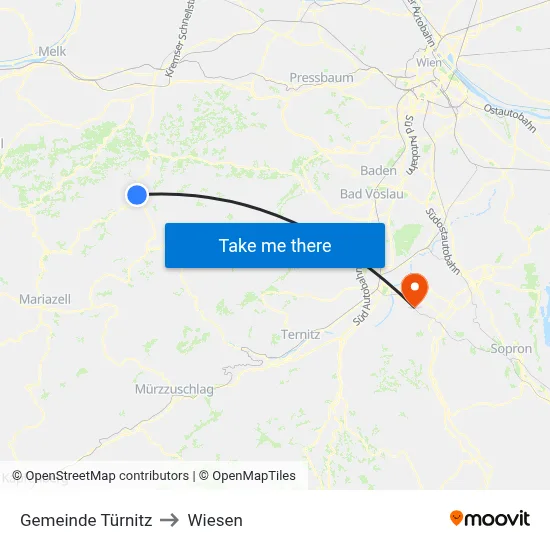 Gemeinde Türnitz to Wiesen map