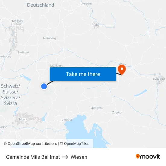 Gemeinde Mils Bei Imst to Wiesen map