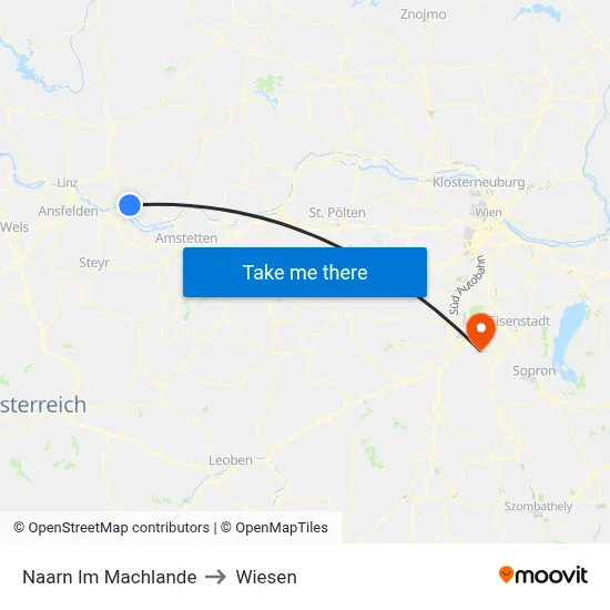 Naarn Im Machlande to Wiesen map