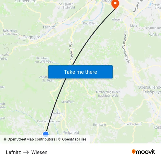 Lafnitz to Wiesen map