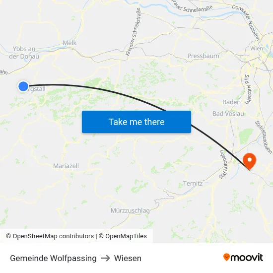 Gemeinde Wolfpassing to Wiesen map