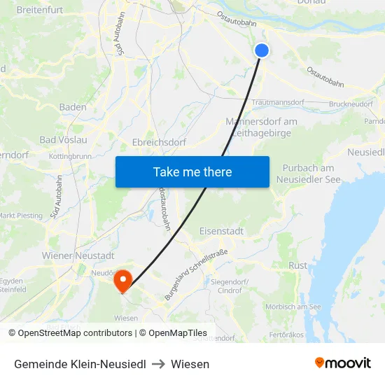Gemeinde Klein-Neusiedl to Wiesen map