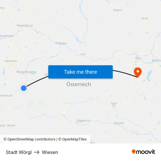 Stadt Wörgl to Wiesen map