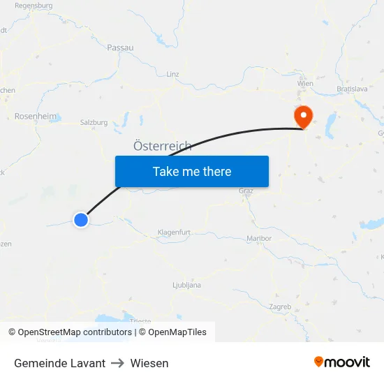 Gemeinde Lavant to Wiesen map
