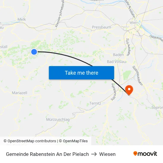Gemeinde Rabenstein An Der Pielach to Wiesen map