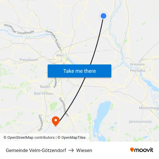 Gemeinde Velm-Götzendorf to Wiesen map