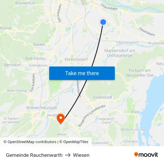 Gemeinde Rauchenwarth to Wiesen map