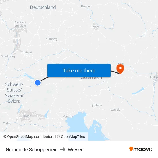 Gemeinde Schoppernau to Wiesen map