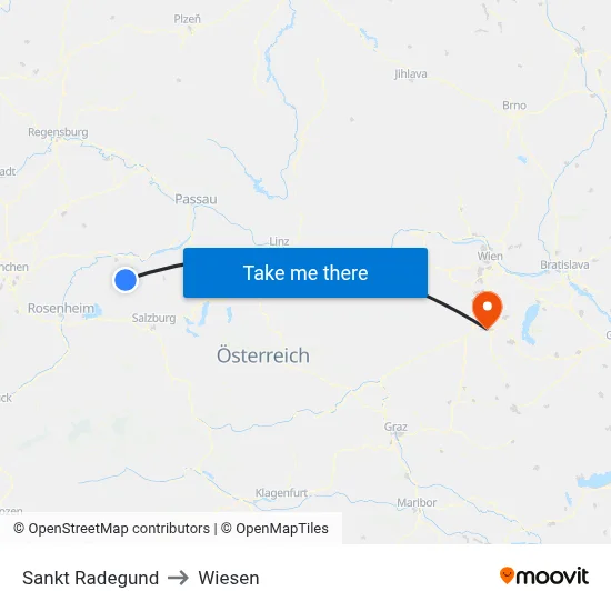 Sankt Radegund to Wiesen map