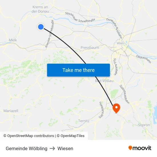 Gemeinde Wölbling to Wiesen map