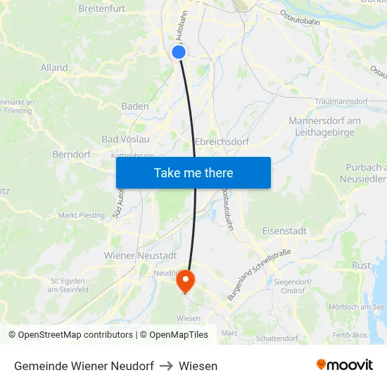 Gemeinde Wiener Neudorf to Wiesen map