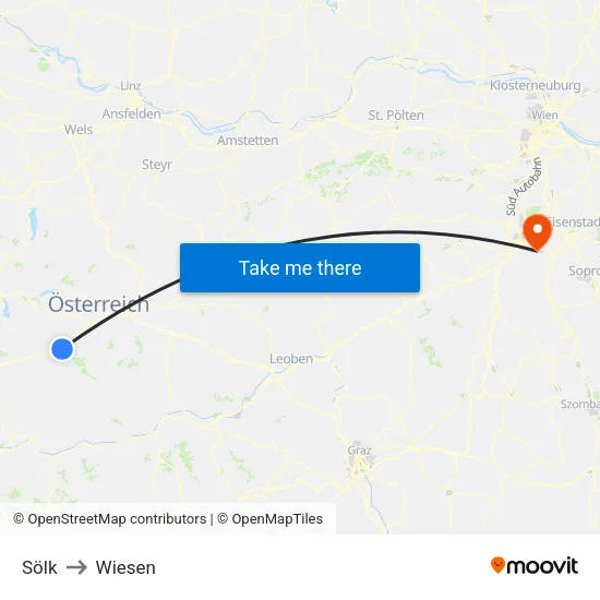 Sölk to Wiesen map