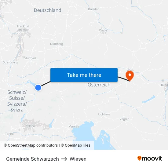 Gemeinde Schwarzach to Wiesen map