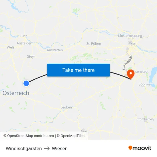 Windischgarsten to Wiesen map