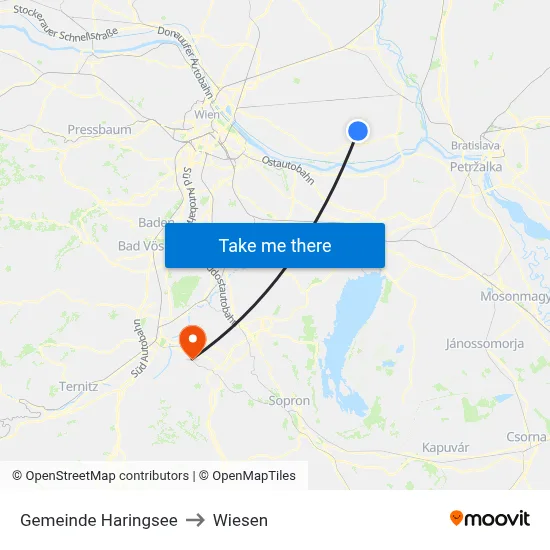 Gemeinde Haringsee to Wiesen map
