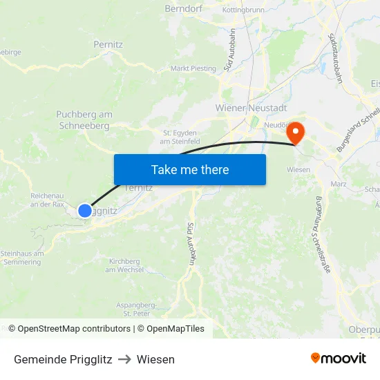 Gemeinde Prigglitz to Wiesen map