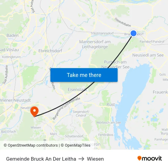 Gemeinde Bruck An Der Leitha to Wiesen map