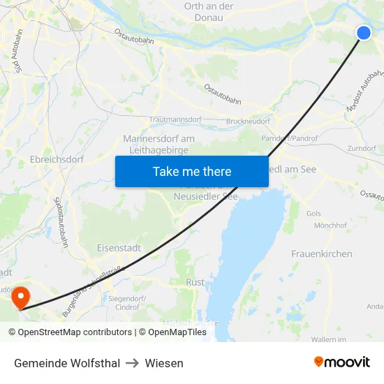 Gemeinde Wolfsthal to Wiesen map