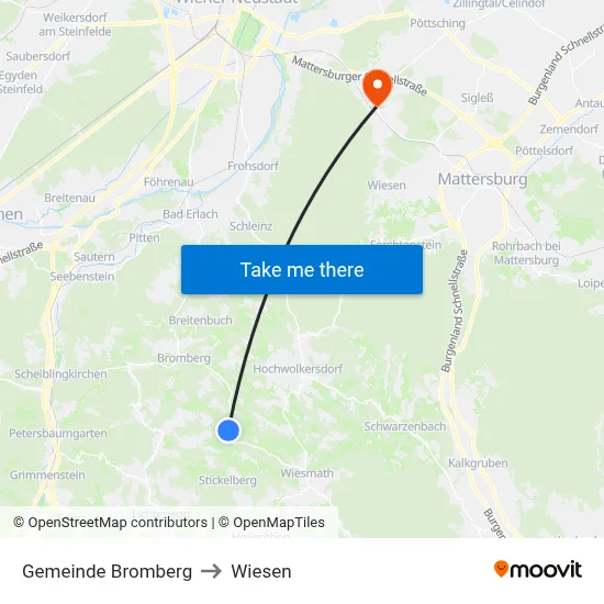 Gemeinde Bromberg to Wiesen map