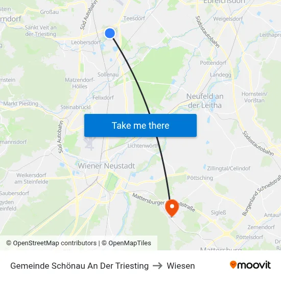 Gemeinde Schönau An Der Triesting to Wiesen map