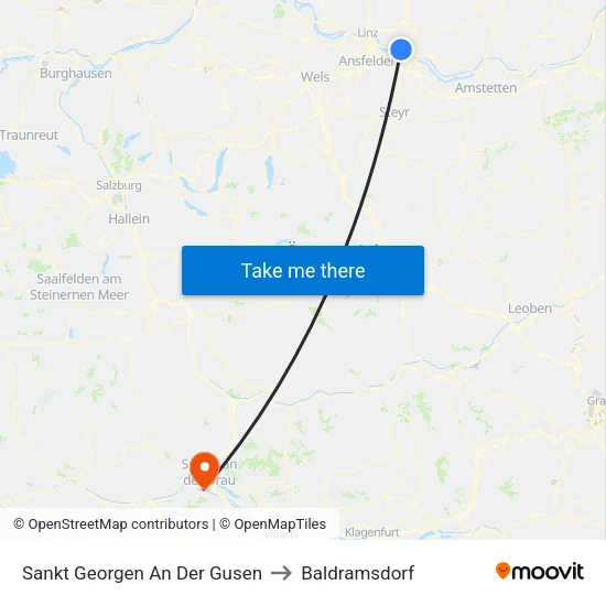 Sankt Georgen An Der Gusen to Baldramsdorf map