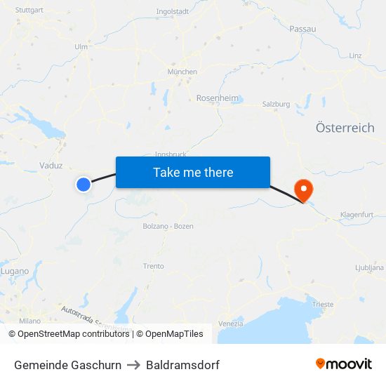 Gemeinde Gaschurn to Baldramsdorf map