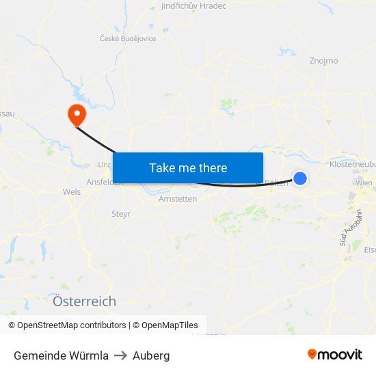 Gemeinde Würmla to Auberg map
