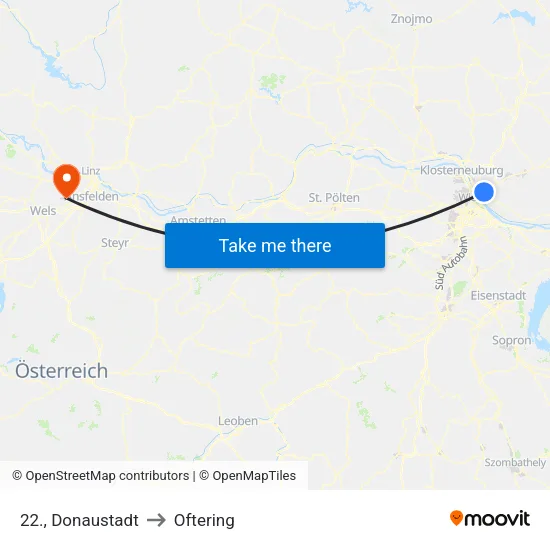 22., Donaustadt to Oftering map