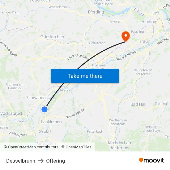 Desselbrunn to Oftering map