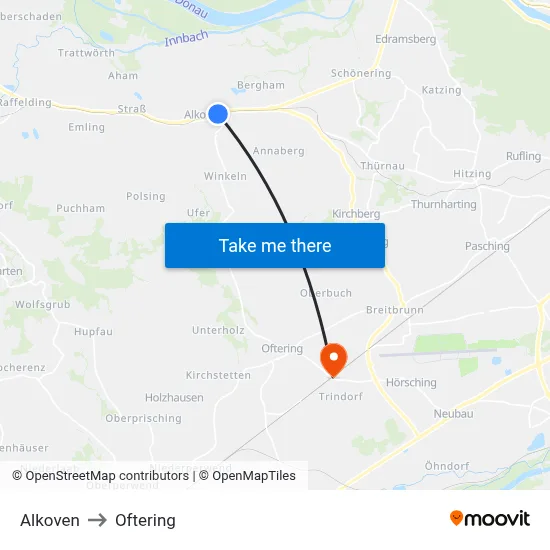 Alkoven to Oftering map