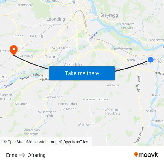 Enns to Oftering map