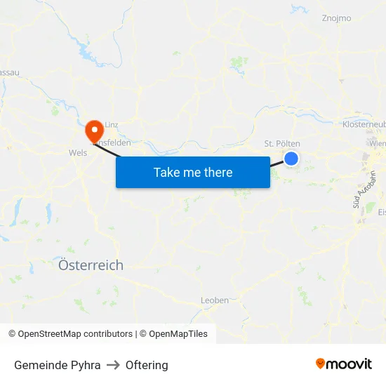 Gemeinde Pyhra to Oftering map