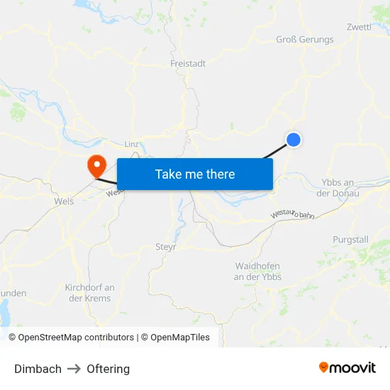 Dimbach to Oftering map