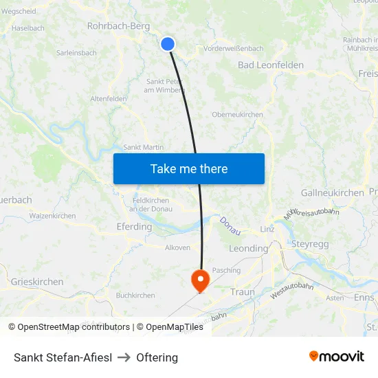 Sankt Stefan-Afiesl to Oftering map