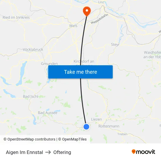 Aigen Im Ennstal to Oftering map