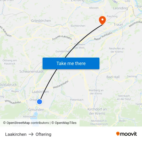 Laakirchen to Oftering map