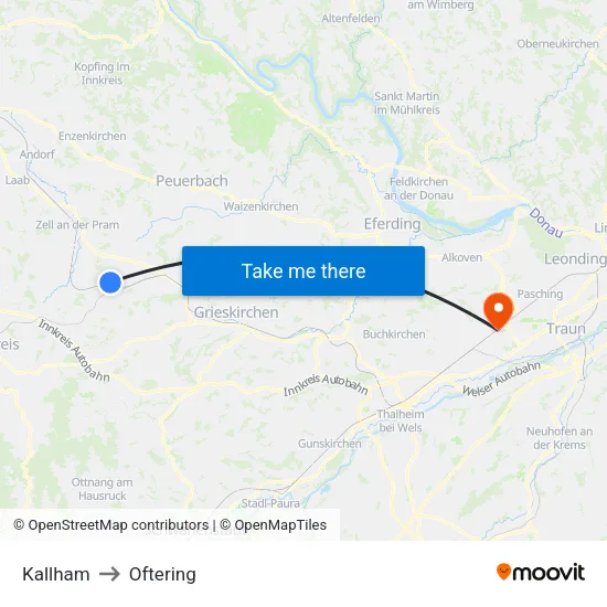 Kallham to Oftering map