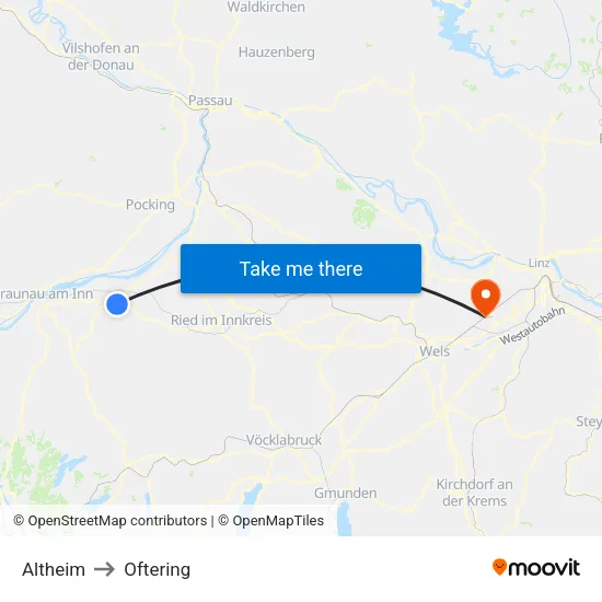 Altheim to Oftering map