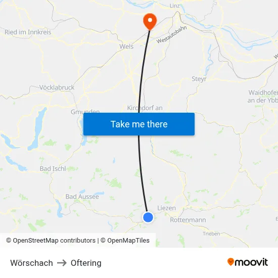 Wörschach to Oftering map