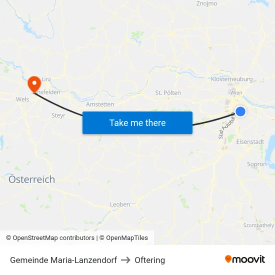 Gemeinde Maria-Lanzendorf to Oftering map